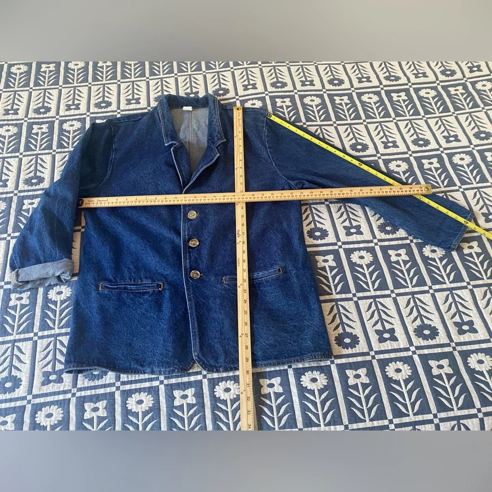 Oversized/Boyfriend Blue Denim Blazer 100% Cotton - Picture 4 of 6